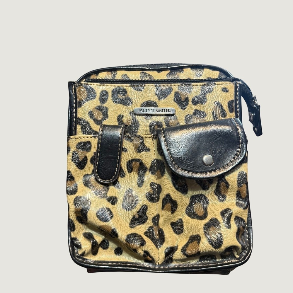 Y2K Jaclyn Smith Crossbody Purse Brown Leopard Cheeta Print Vintage Grunge ALT